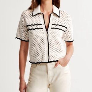 NWT Abercrombie Crochet-Style Button-Up Polo